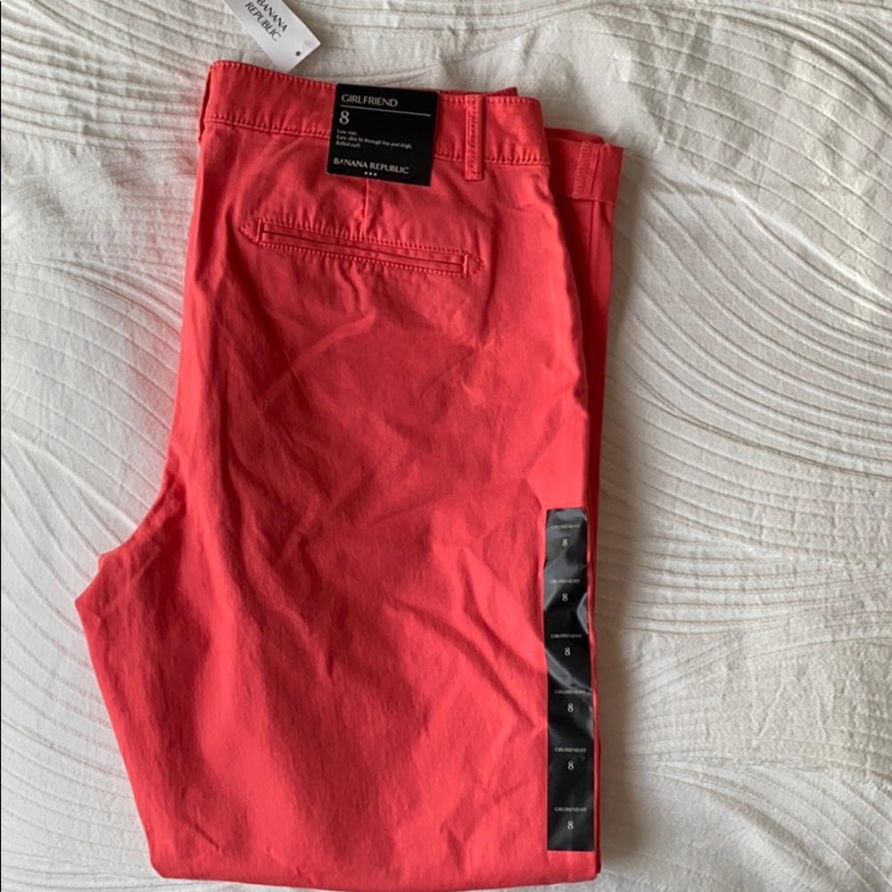 Coral crop pants girlfriend pants